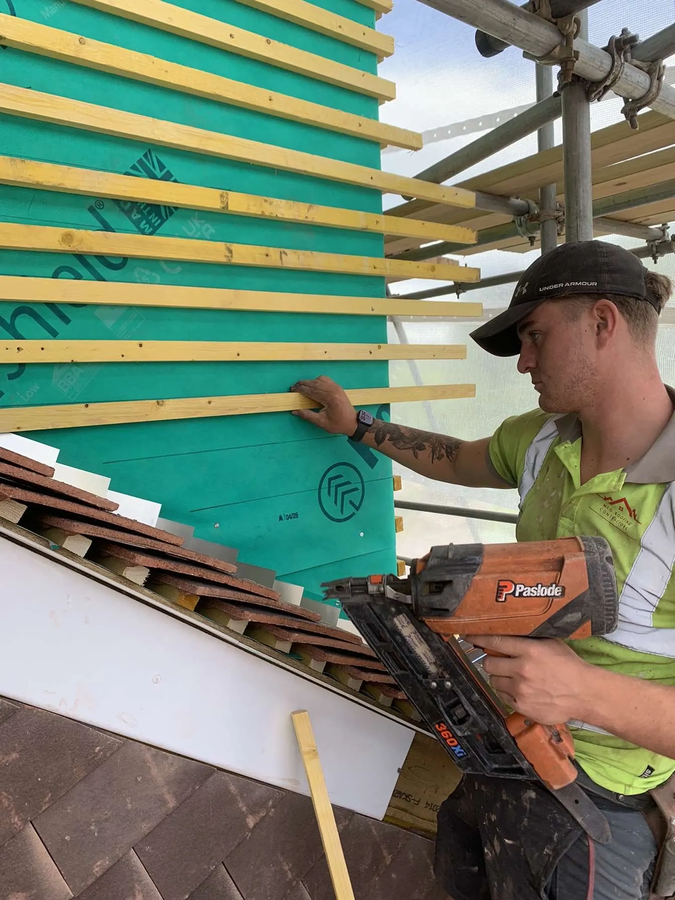 Roofing work in progress